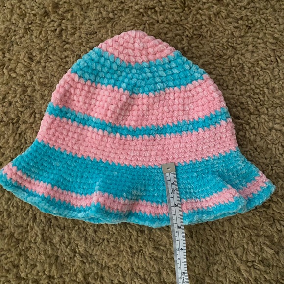 Handmade Pink And Blue Bucket Hat - Picture 3 of 4